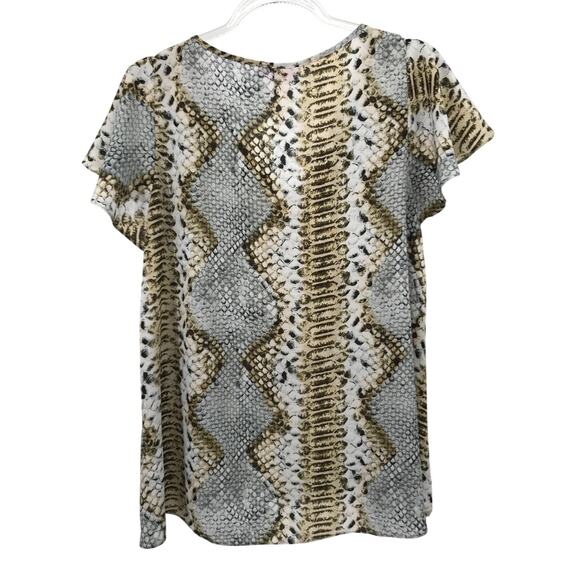 Buddy Love Snake Print Semi Sheer Flutter Sleeve Blouse Size S - Picture 4 of 7